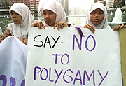 Anti-polygamy. Protesting against the institution of polygamous marriage.