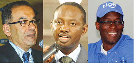 L-R : MTNu2019s Khaled Mikkawi;Rwandatelu2019s Issiaka Hamidou;TIGOu2019s Alex Kamara