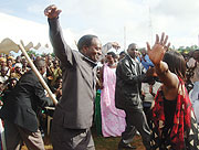 NURC executive secretary dancing with members of reconciliations clubs in Matimba sector. (Photo/ D. Ngabonziza)
