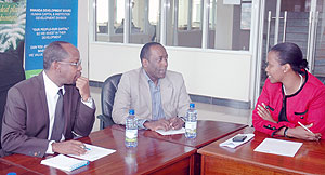 RDB officials John Gara, George Mulamula, Clare Akamanzi. (File photo)
