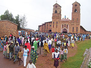 Many Christians turned up for prayers to mark the New Year at Byumba Cathedral.(Photo / A.Gahene)
