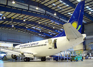 A RwandAir plane in a hanger (File Photo)