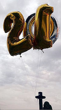 Helium balloons portraying 2010.