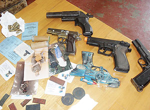 Some of the recovered arms in the ongoing police operation in Kigali city. (Photo/ B. Asiimwe)