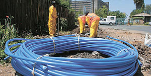 Fibre optic cables being laid.