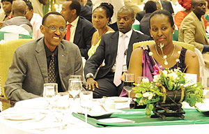 President Kagame and Mrs Kagame at the event to award best young achievers. (Photo /Urugwiro Village)