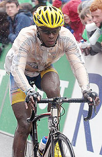 Niyonshuti is in Gabon but will be riding for his South African club MTN Energade
