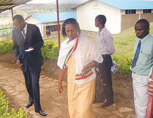 The Vice mayor of Kigali City in charge of Social affairs,  Jeanne du2019Arc Gakuba and her delegation during the tour of  College Amis des Enfants Kagugu (Photo; P. Buhigiro)