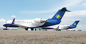 The recently acquired RwandAir CRJ 200s (File Photo)