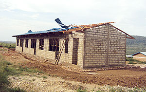 The classroom block whose roof was destroyed by heavy wind at Nyarupfubire Secondary School. (Photo / D. Ngabonziza)