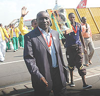 Atracou2019s vice president Issa Ngezi with the team after last yearu2019s Kagame Club Championship success.