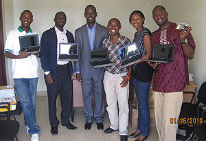 The award winners pose with Richard Niwenshuti (third left), the Bpeace Program Manager. (Courtesy photo)