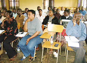 Members of the business community listen to lessons from RDB officials. (Photo: S. Rwembeho)