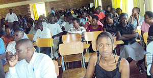 New Studetns of Kigali Health Institute listening during the closure of the orientation week yesterday. (Photo: S. Nkurunziza)