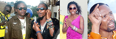 L-R : (L-R) Weasle and Radio talking to the press ;Grace expressing her feelings for her Rwandan fans ;Interview with the journalists.