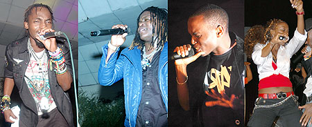 L-R : Radio and Weasel on stage ;Tom Close;Miss JoJo