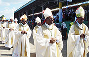 Bishop Kizito Bahujimihigo (left) at the Catholice Church Jubilee celebrations in Kabgayi. Photo/ D.Sabiiti