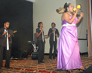 Aline Gahongaire on stage