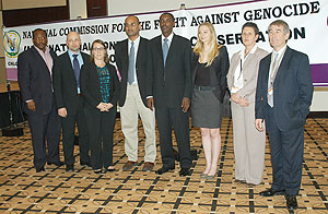 Participants in the two-day International conference on conservation of Genocide evidence at the Kigali Serena Hotel pose for souvenir photo (Photo G.Barya)