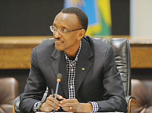 President Kagame during the press conference yesterday. (Photo Urugwiro Village)