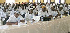 Moslems being taken through civic education on upcoming presidential polls in Rwamagana  yesterday. (Photo: S. Rwembeho)
