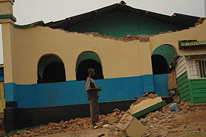 Some of the buildings destroyed  by the 2008 earthquake in Rusizi.