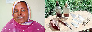 L-R : Anti FGM activist Maryam Sheikh AbdiL ;Tools used in FGM