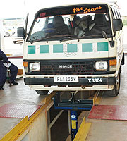 A vehicle undergoing inspection at the Remera-based centre. (File Photo)