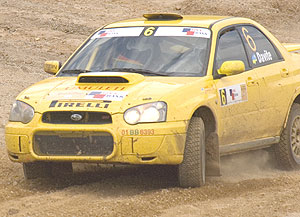 Giancarlo negotiates a corner during a recent rally. The national ace romped to a second spot finish in the Kobil rally of Tanzania which ended yesterday. (File photo)