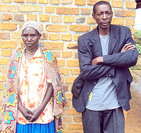 Rusanganwa and his wife at Nyagatare police post. (Photo / D. Ngabonziza)