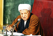 Former Iranian President Ali Akbar Hashemi Rafsanjani delivers a speech during a meeting of the top clerical body in Tehran on Feb. 23, 2010