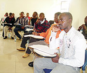 National University of Rwanda students attending a tax sensitisation training on Wednesday. (Photo: P. Ntambara)