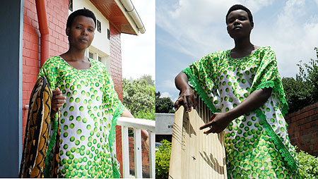 L-R : Sophie Nzayisenga has been writing songs for around twenty years ;Sophie said her music makes her family happy. (Photo by J. Clover)