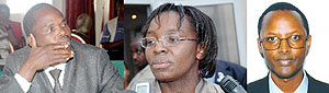 L-R : Bernard Ntaganda ;Victoire Ingabire ;Deo Mushayidi