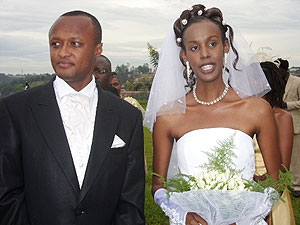 Gatete and wife Aline Hakizamungu after tying the knot.