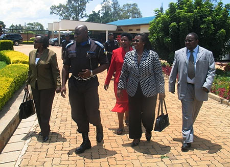 EALA's Odette Nyiramirimo, Margret Nantongo Zziwa, Augustin Lotodo and Police boss Emmanuel Gasana. (Photo; J. Mbanda)
