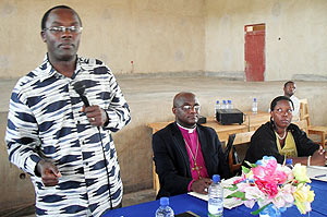 Governor Fidele Ndayisaba addressing Anglican religious leaders in Shogwe Diocese. (Photo / D. Sabiiti)