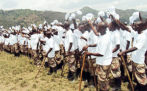 A cross section of Community policing committee members drawn from various parts of the country after completing Ingando. (Photo: B. Mukombozi)