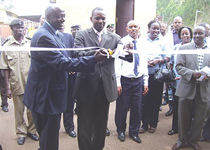The PS in the Ministry of E.A.C Affairs, Robert Ssali flanked by Ugandau2019s Ambassador to Rwanda, Richard Kabonero (L), at the launch of the one-stop border post (Photo/ A. Gahene)