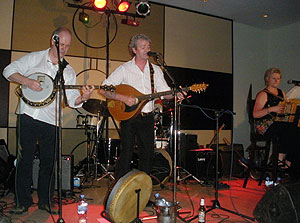An Irish live band play traditional Irish music.