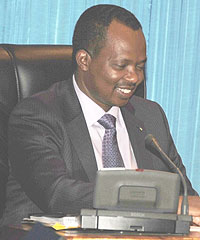 The Minister of Infrastructure Vincent Karega appearing before parliament on Wednesday. (Photo; F. Goodman)