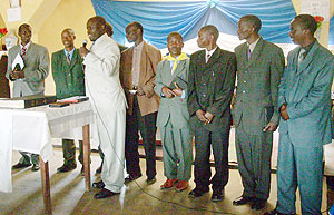 Pastors of the Seventh Day Adventist Church during the ceremony to receive the Bible. (Photo: J.P Bucyensenge)