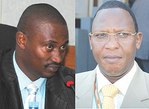 L-R : RURA boss Col Diogene Mudenge ; Atracou2019s Ludovic Twahirwa