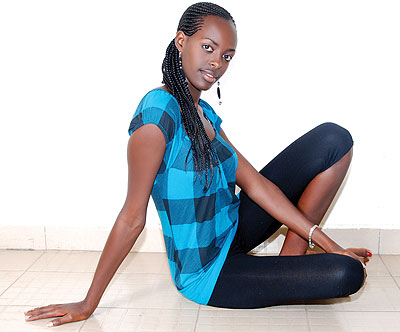 Miss KIST, Clarisse Nshuti, in cool leggings and a fitting top.