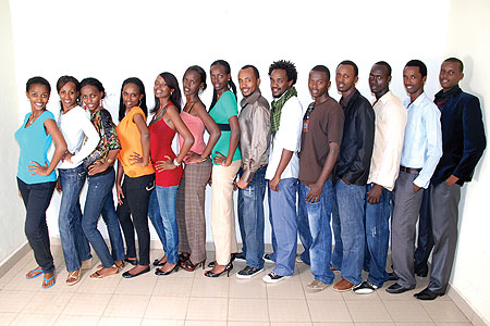 Ndayishimiyeu2019s models pose for a photo shot.