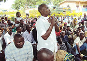 The Chairman of SACCO Rubona speaking during the meeting. (Photo/ S. Rwembeho)