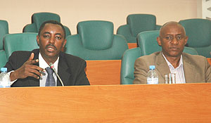 BEFORE SENATE; The Executive Secretary of CNLG, Jean de Dieu Mucyo, appearing before the Senate yesterday.