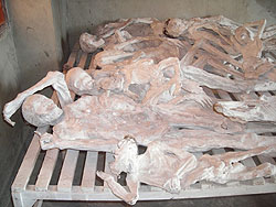 The remains of Genocide victims at Murambi Genocide memorial site (Photo P Ntambara)