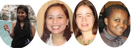 L-R : Trisha-Singapore ; Kathy-Philippines ; Zsuzsi-Hungary ; Zanele-South Africa