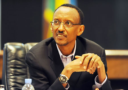 President Kagame at the press conference yesterday (Photo Urugwiro Village)